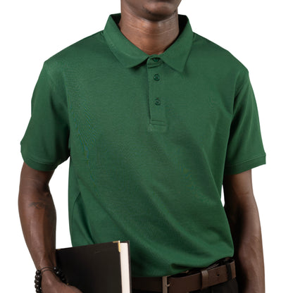 100% Cotton Polo - Forest Green